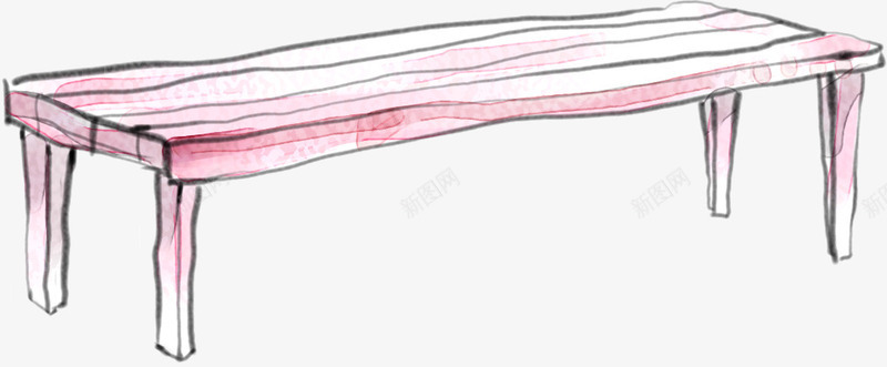 手绘水墨长椅png免抠素材_新图网 https://ixintu.com 卡通木椅 可爱长椅 手绘椅子