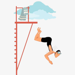 跳水卡通高台上的男人高清图片