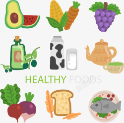 健康蔬菜水果蔬菜水果健康饮食矢量图高清图片