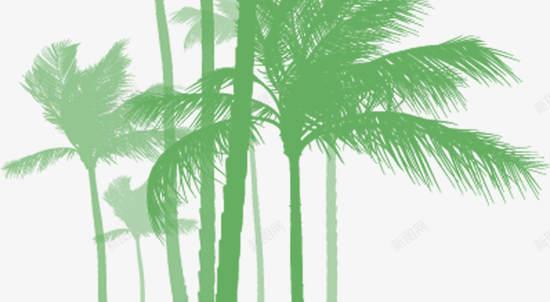 扁平手绘绿色的大树棕榈树大树png免抠素材_新图网 https://ixintu.com 大树 扁平 棕榈树 绿色