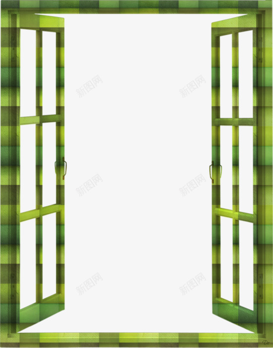 绿色格子窗户png免抠素材_新图网 https://ixintu.com 手绘窗户 打开的窗户 窗户 绿色窗户