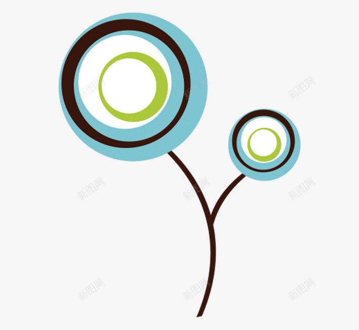圆形小草图标png_新图网 https://ixintu.com 创意小树 卡通图标 卡通小树 咖色 圆形 白色 蓝色