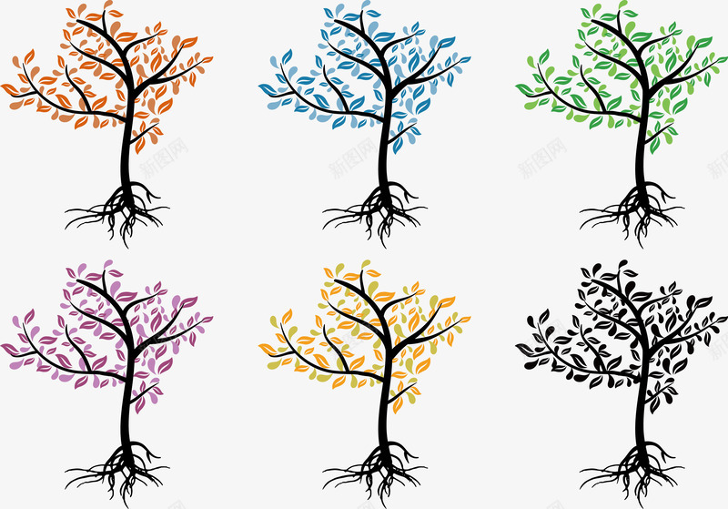 彩色树叶图案png免抠素材_新图网 https://ixintu.com 彩色 树叶 立冬 纹理