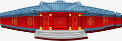 红色中国风古楼建筑素材