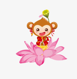 坐莲花的小猴子素材