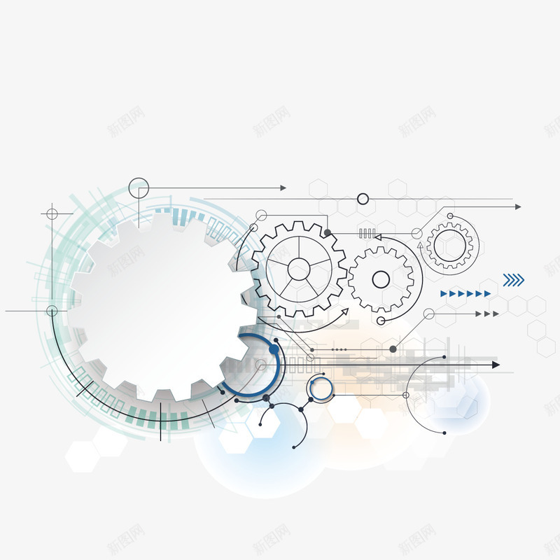 科技线条背景标题框png免抠素材_新图网 https://ixintu.com 标题框 科技 科技标题框 线条 齿轮