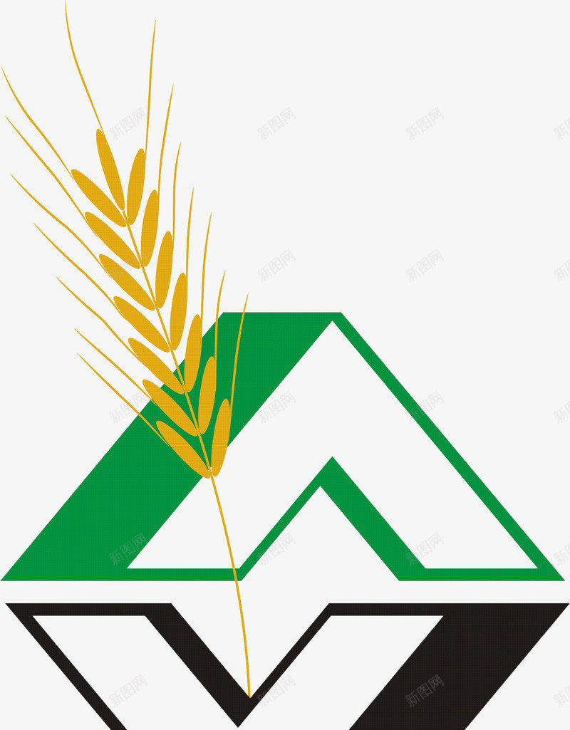 立体菱形加麦穗图标png_新图网 https://ixintu.com 图标 形状 标志 领型 麦穗 麦穗logo