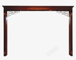 方形拱门中国风红木拱门高清图片