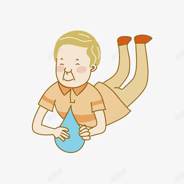 卡通捧着水滴的男人png免抠素材_新图网 https://ixintu.com 卡通 帅气的 漂浮的 爱惜水资源 男人 省水 节约用水