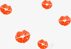 橙色情人节漂浮唇印素材