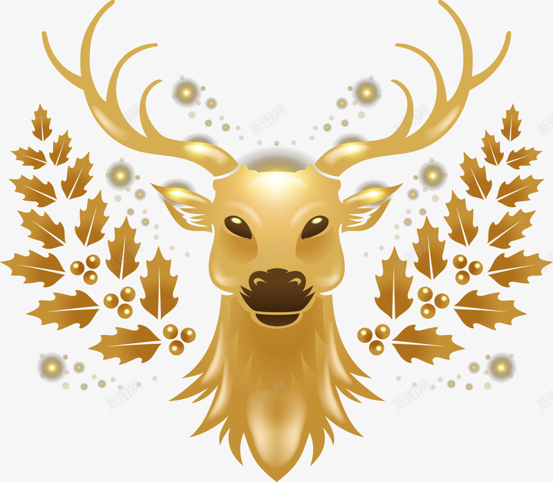 高贵的鹿png免抠素材_新图网 https://ixintu.com 圣诞节元素 圣诞节快乐 圣诞节装饰元素 金色的鹿