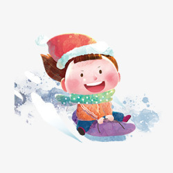 冬季童趣卡通滑雪素材