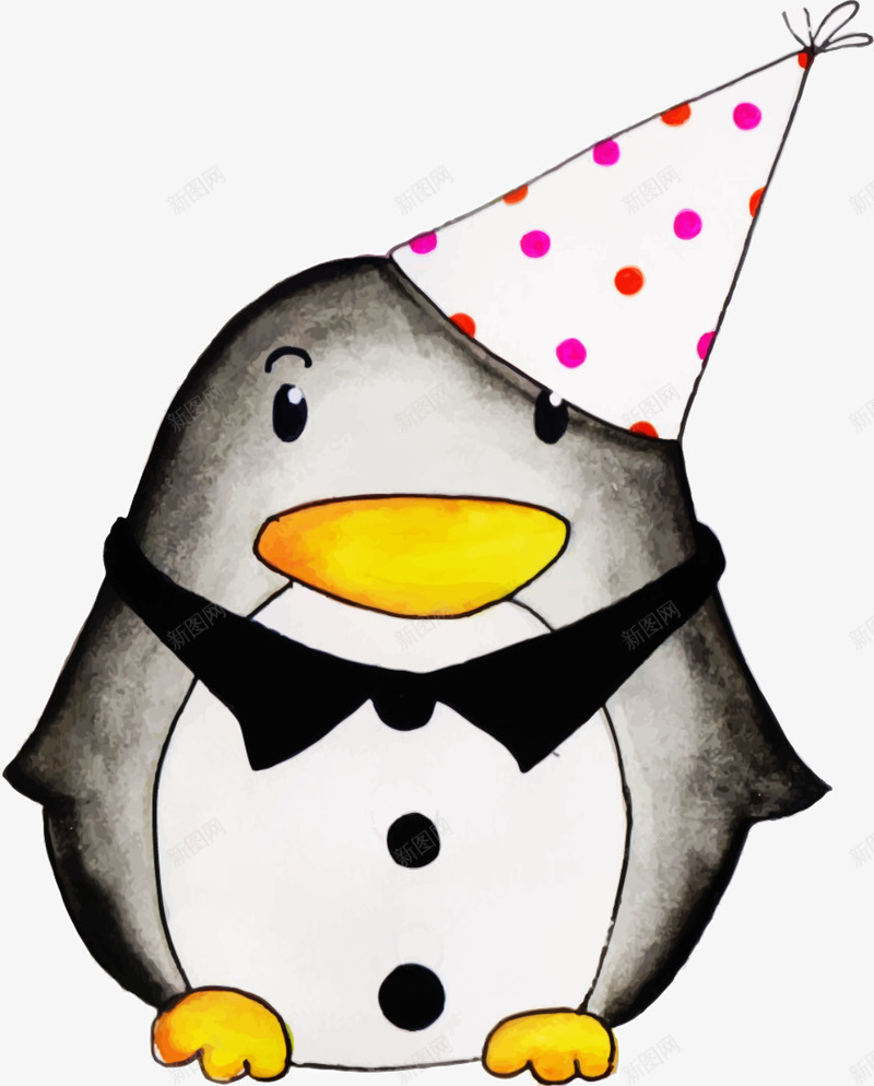手绘戴着帽子的灰色企鹅png免抠素材_新图网 https://ixintu.com 戴着帽子的企鹅 手绘企鹅 水彩 灰色企鹅 画画 绘画