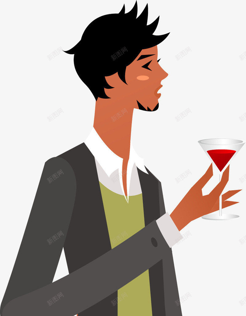 卡通拿着红酒杯的男人png免抠素材_新图网 https://ixintu.com 卡通 喝红酒的人 女孩 男人 男孩 红酒 酒杯