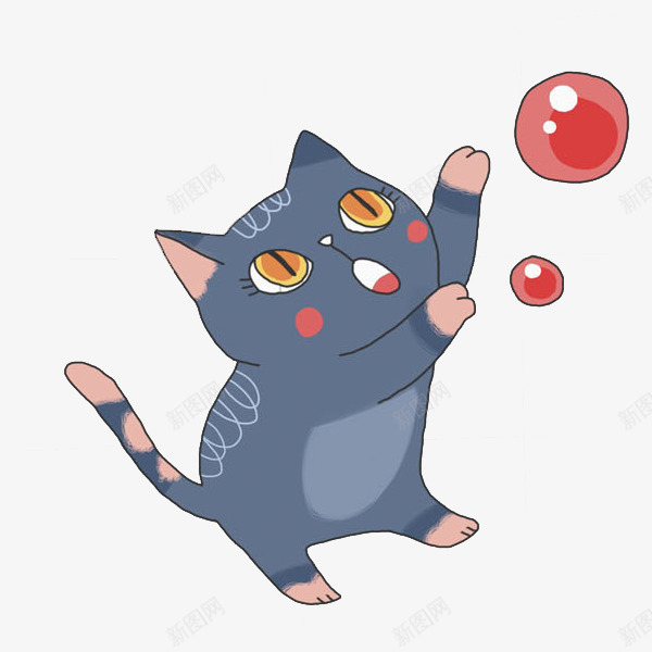 可爱的猫咪png免抠素材_新图网 https://ixintu.com 动物 卡通 可爱 宠物 小猫 手绘 猫咪 蓝色