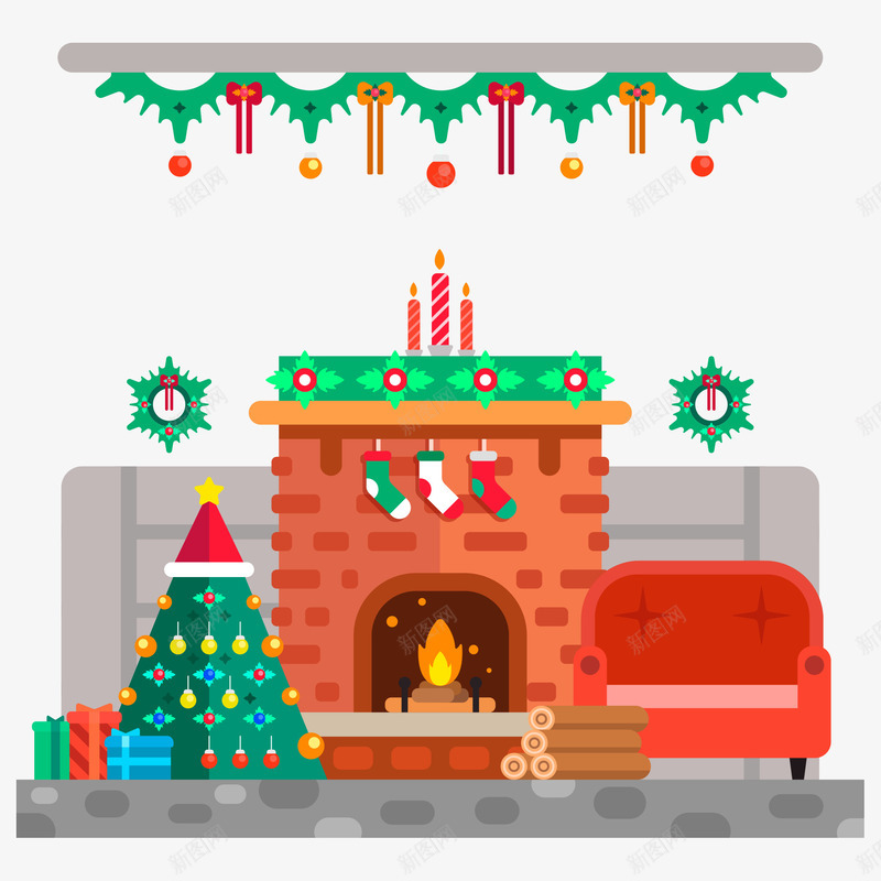 圣诞节壁炉png免抠素材_新图网 https://ixintu.com 圣诞节壁炉 扁平圣诞节元素 扁平圣诞节壁炉 矢量圣诞节元素
