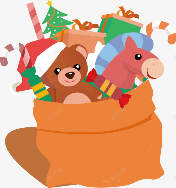 圣诞袜png免抠素材_新图网 https://ixintu.com 卡通 圣诞帽 圣诞节 圣诞袜 熊 玩具熊 玩具马 礼物 礼物盒