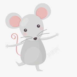 可爱大耳朵灰色小老鼠矢量图素材