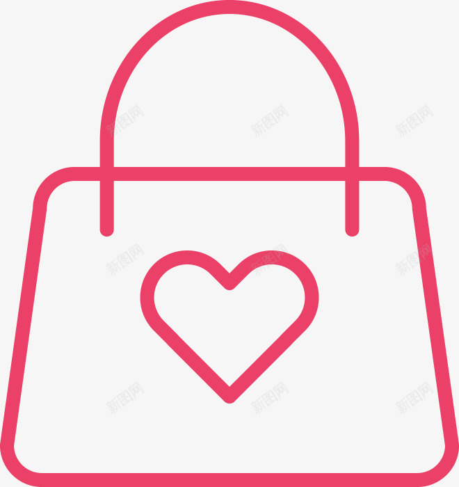 红色手绘的手提包png免抠素材_新图网 https://ixintu.com 包包 女士包包 手提包 手绘包包 爱心 粉色包包