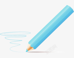 划线的蓝色木质铅笔素材
