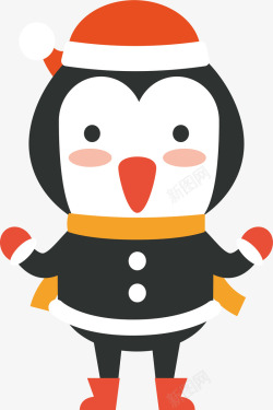 可爱圣诞企鹅矢量图素材