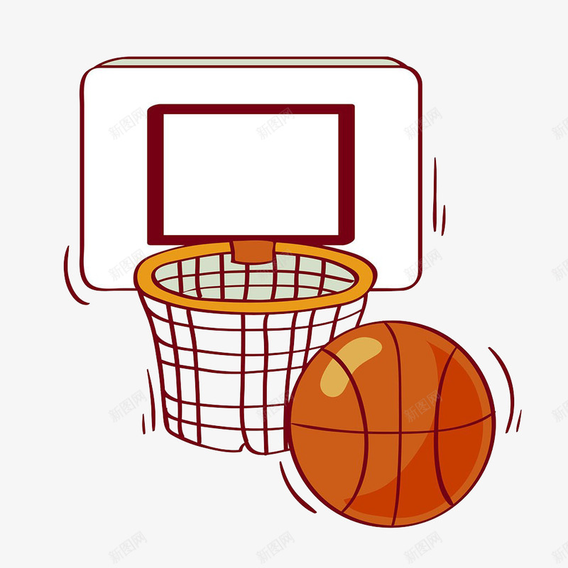 篮球板和篮球插画图标png_新图网 https://ixintu.com 体育用品 竞技运动 篮球 篮球板 篮球板和篮球插画 运动器材