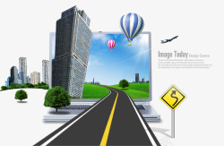 科技创新发展高科技热气球蓝天白云高清图片