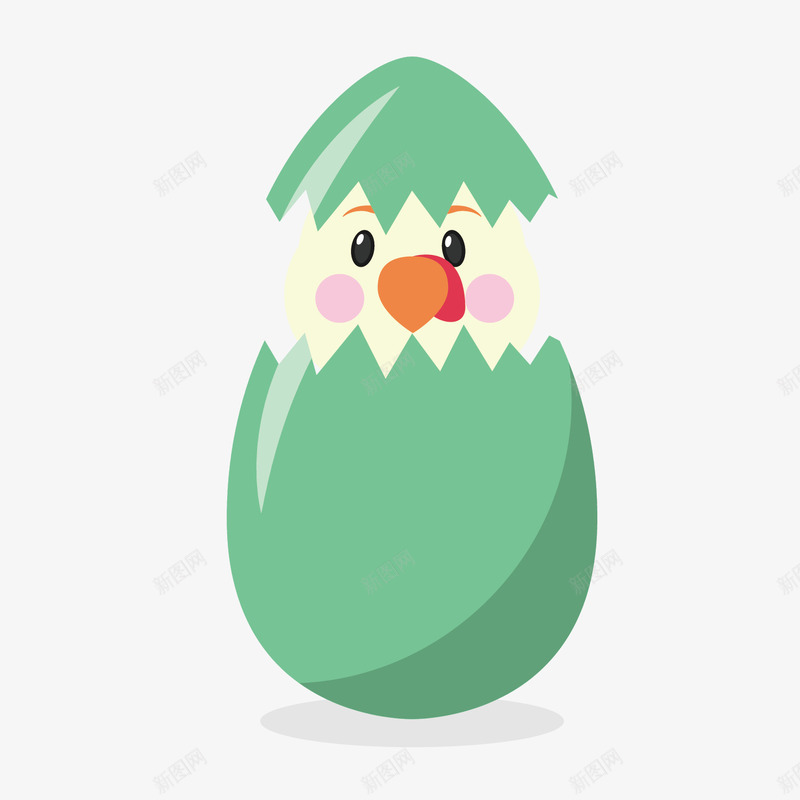 绿色可爱小鸡破碎鸡蛋png免抠素材_新图网 https://ixintu.com 复活节 小鸡 绿色 蛋壳 鸡蛋