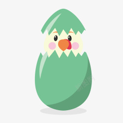 绿色可爱小鸡破碎鸡蛋素材