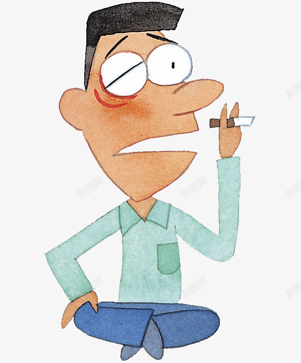 吸烟的男人png免抠素材_新图网 https://ixintu.com 卡通 吸烟的 帅气的 手绘 插图 男人 香烟