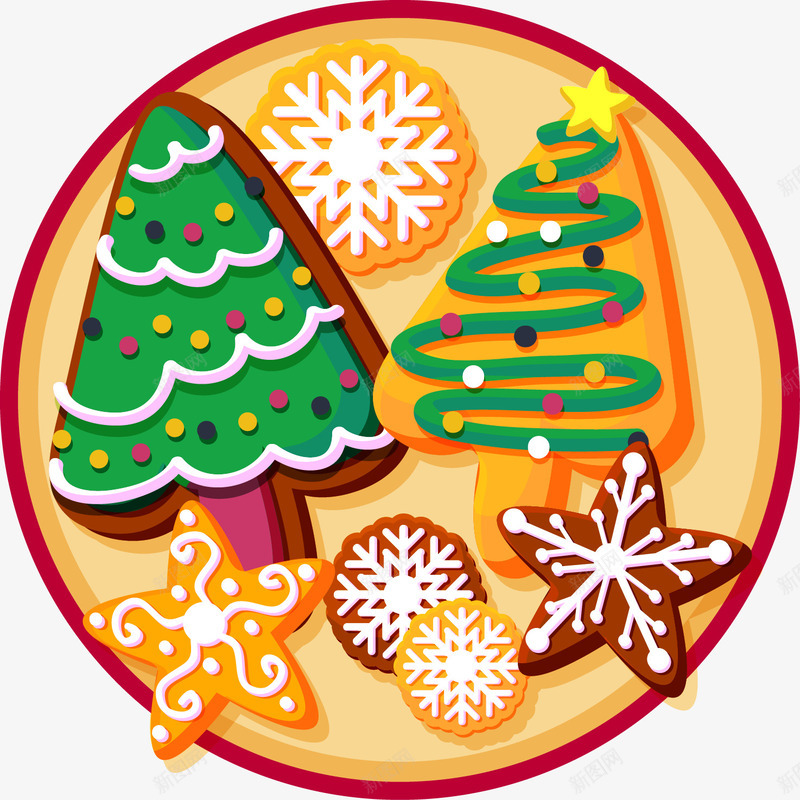 手绘圣诞饼干png免抠素材_新图网 https://ixintu.com 卡通 圣诞树 圣诞节 手绘 烘焙 翻糖饼干 饼干