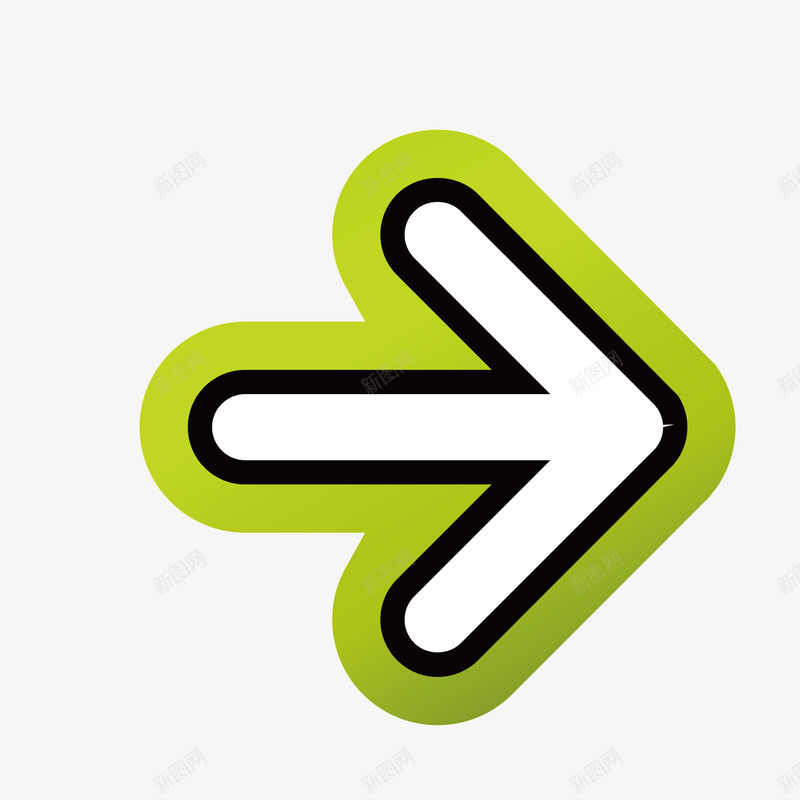 绿色箭头png免抠素材_新图网 https://ixintu.com 分析 商务 圆角 方向 箭头 绿色 边框 黑色