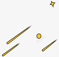 黄色卡通漂浮艺术线条星星素材
