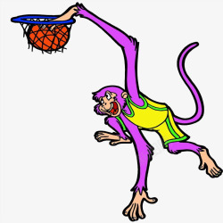男学生打篮球卡通插画打篮球的猴高清图片