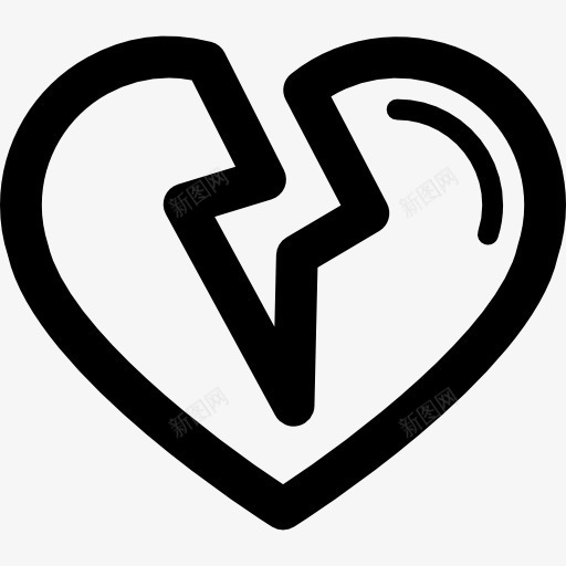 破碎的心的形状轮廓图标png_新图网 https://ixintu.com 形状 心 标志 爱 破碎 破碎的心 符号