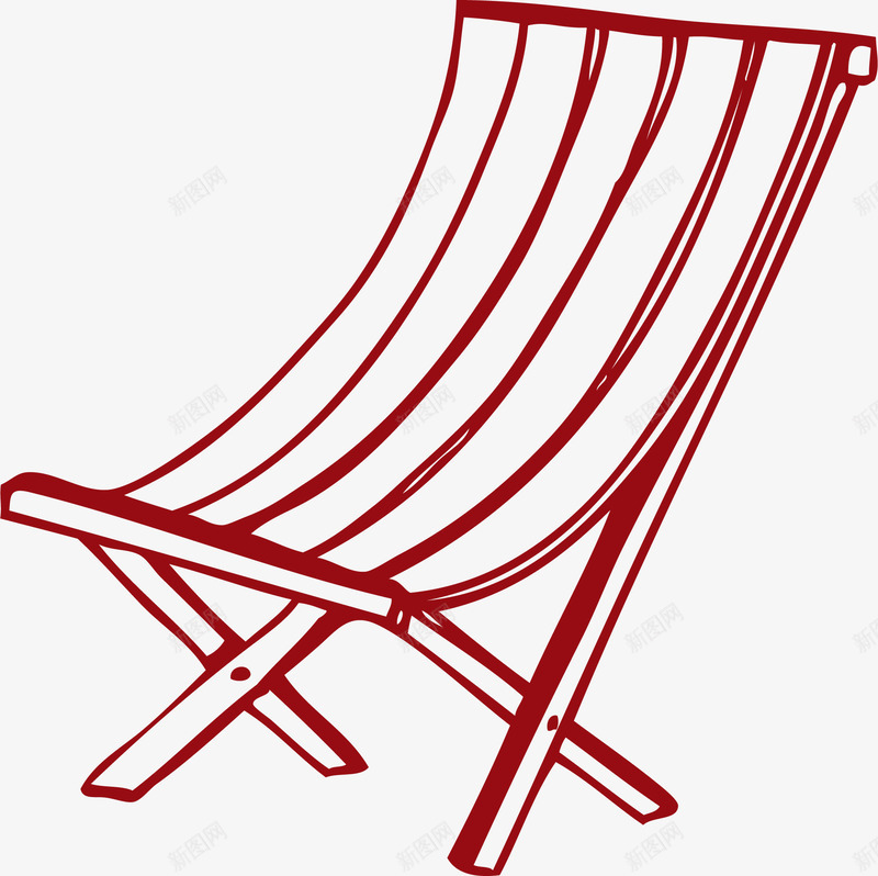 手绘躺椅png免抠素材_新图网 https://ixintu.com 手绘素材 木椅 椅子 沙发 躺椅