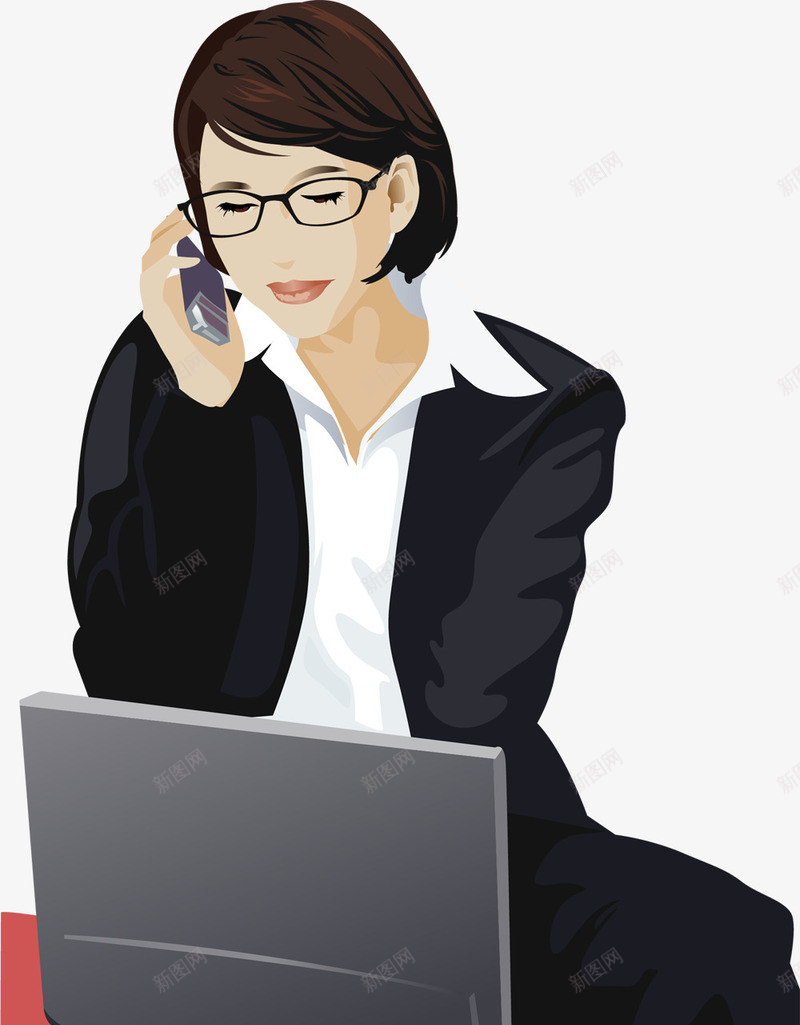 打电话的商务女士png免抠素材_新图网 https://ixintu.com PNG素材 商务女士 打电话 电脑