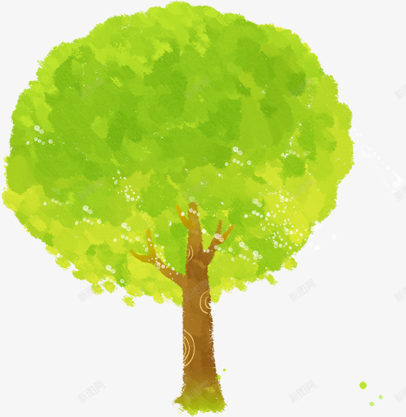 手绘水彩绿色大树风景png免抠素材_新图网 https://ixintu.com 大树 水彩 绿色 风景