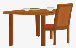 木质碗筷卡通桌子高清图片