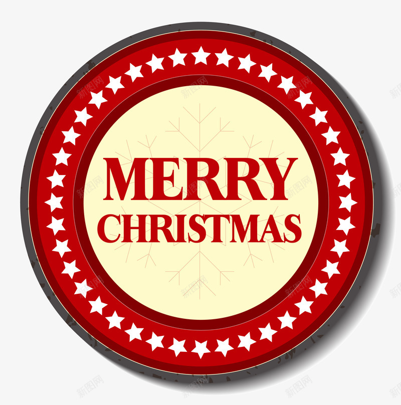 红色圣诞节标签png免抠素材_新图网 https://ixintu.com 五角星 勋章 圣诞节 徽章 红色标签 雪花标志