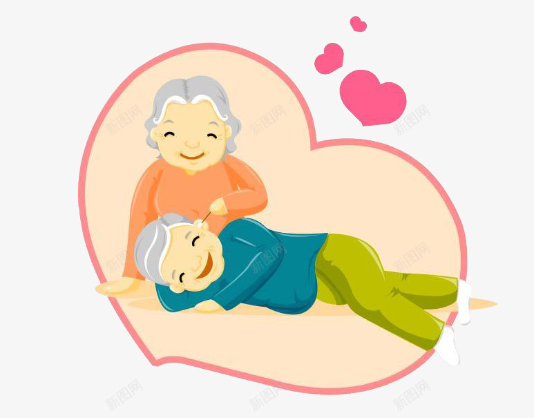 生活幸福的老年夫妻png免抠素材_新图网 https://ixintu.com 卡通 幸福 心形 手绘 老年夫妻