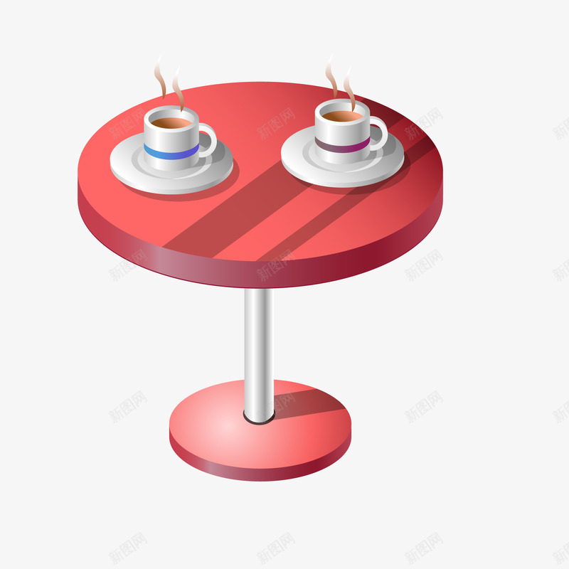 桌子上的咖啡饮品矢量图ai免抠素材_新图网 https://ixintu.com 下午茶 卡通 咖啡 圆形 桌子 饮品设计 矢量图