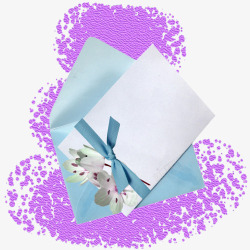 紫色花纹底纹蓝色信封信件素材