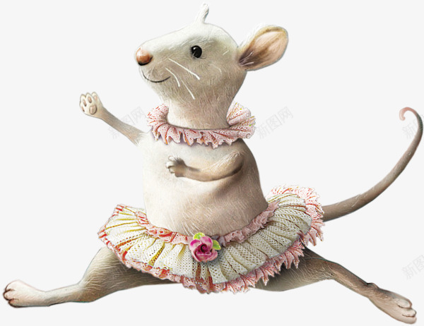 跳舞的老鼠png免抠素材_新图网 https://ixintu.com 卡通 手绘 老鼠 舞裙 跳舞