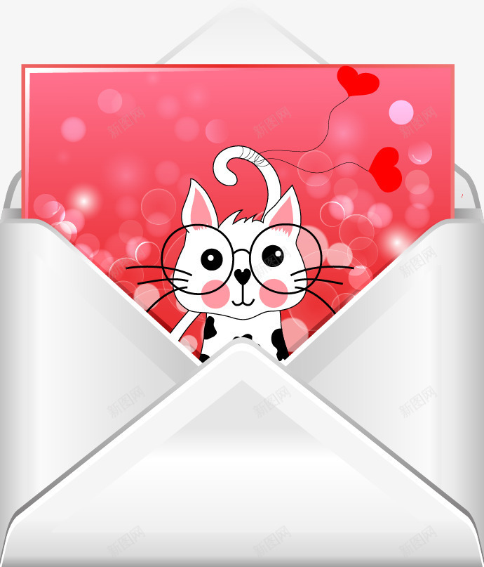 手绘白色信封粉色猫咪信纸png免抠素材_新图网 https://ixintu.com 信封 信纸 手绘 猫咪 白色 粉色