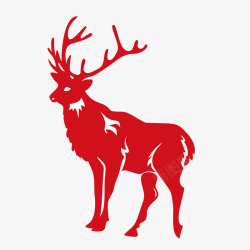 红色简洁麋鹿鹿红色驯鹿剪影高清图片
