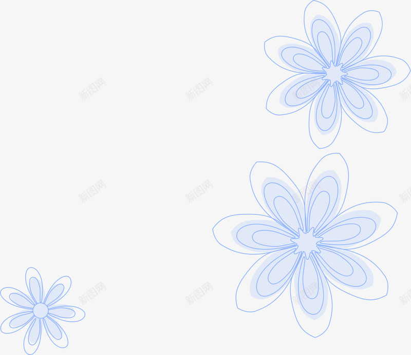 蓝色花朵漂浮png免抠素材_新图网 https://ixintu.com AI 卡通 底纹 手绘 漂浮 线条 背景 花朵 花纹 蓝色