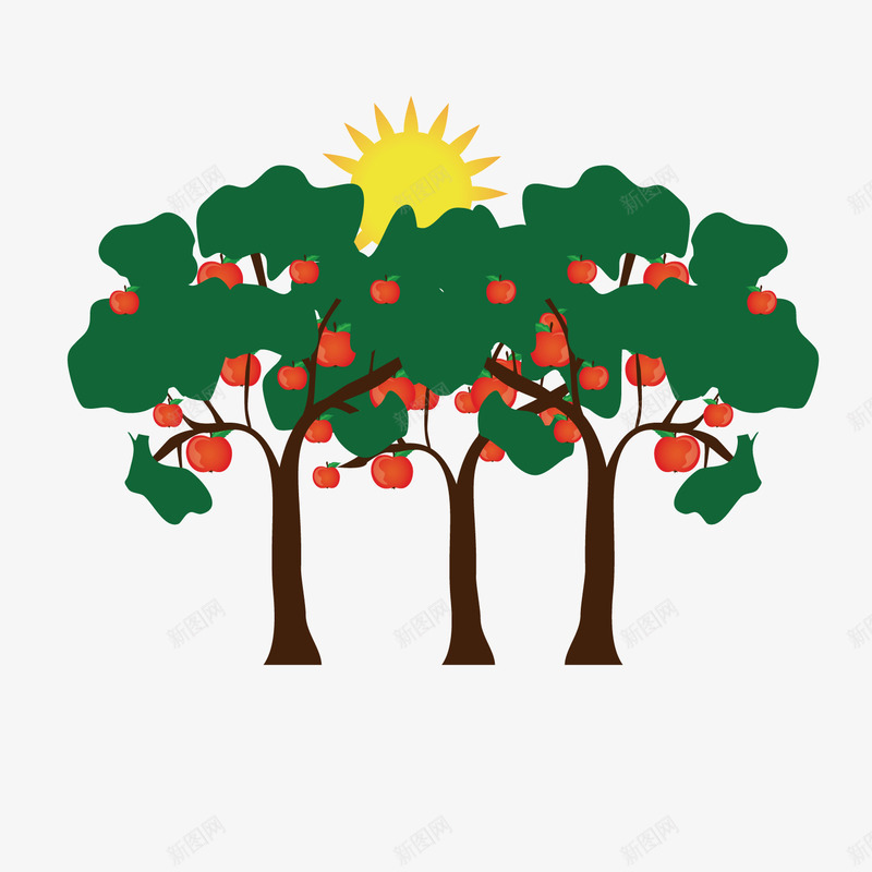 绿色大树png免抠素材_新图网 https://ixintu.com 发芽 大树 树叶 环境 生长 红色 纹理 绿色 苹果 质感