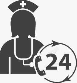 护士急诊24小时医疗服务图标高清图片