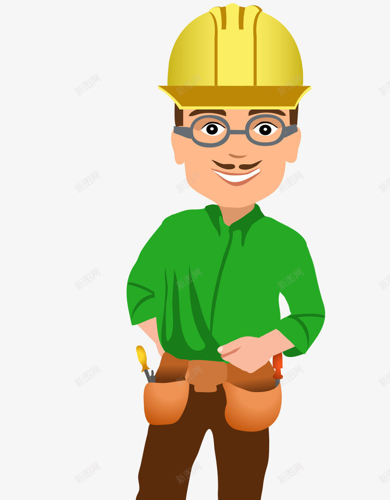 戴眼镜的工人png免抠素材_新图网 https://ixintu.com 卡通男人 安全帽 工人 男人 男士 男性 装修人 装修工人